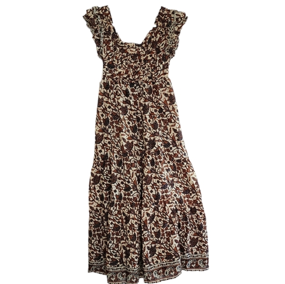 House of Harlow 1960 Nicole Richie Cut Out Tiered Maxi Dress XS Mable brown - Picture 3 of 11